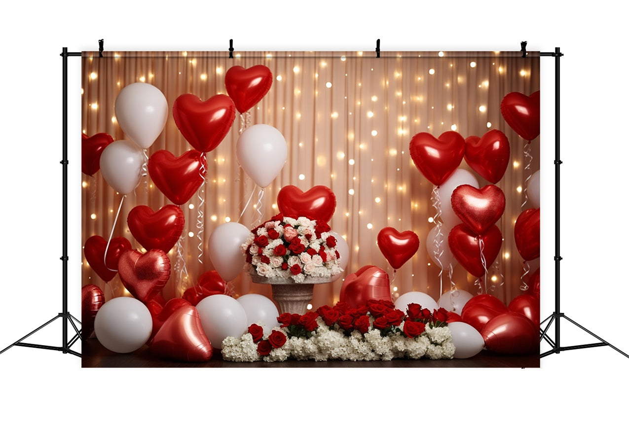 Toile de Fond Saint-Valentin Ballons Floraux Cœurs BRP11-303