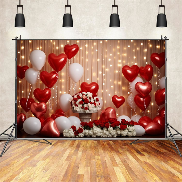 Toile de Fond Saint-Valentin Ballons Floraux Cœurs BRP11-303