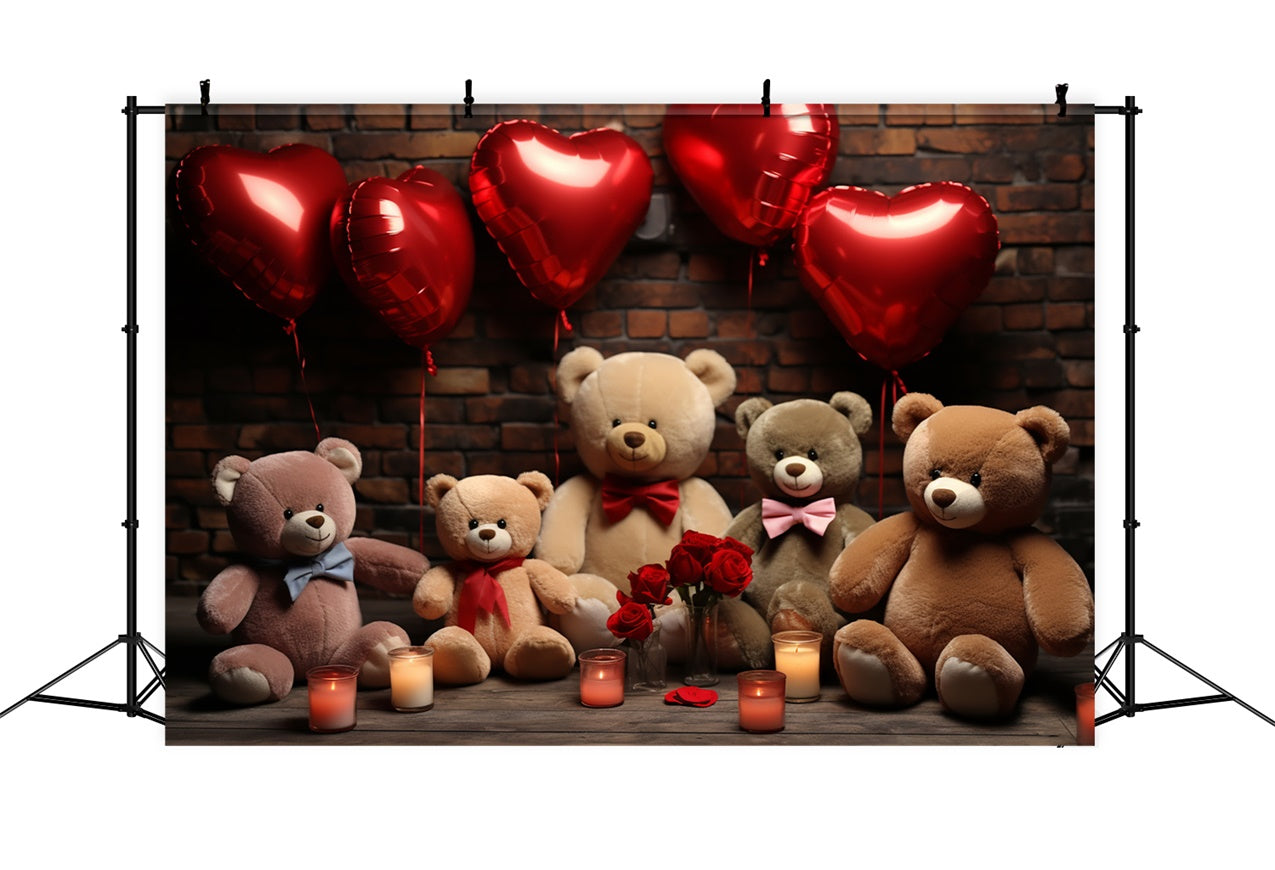 Toile de Fond Saint-Valentin Ballons Nounours Peluche BRP11-306