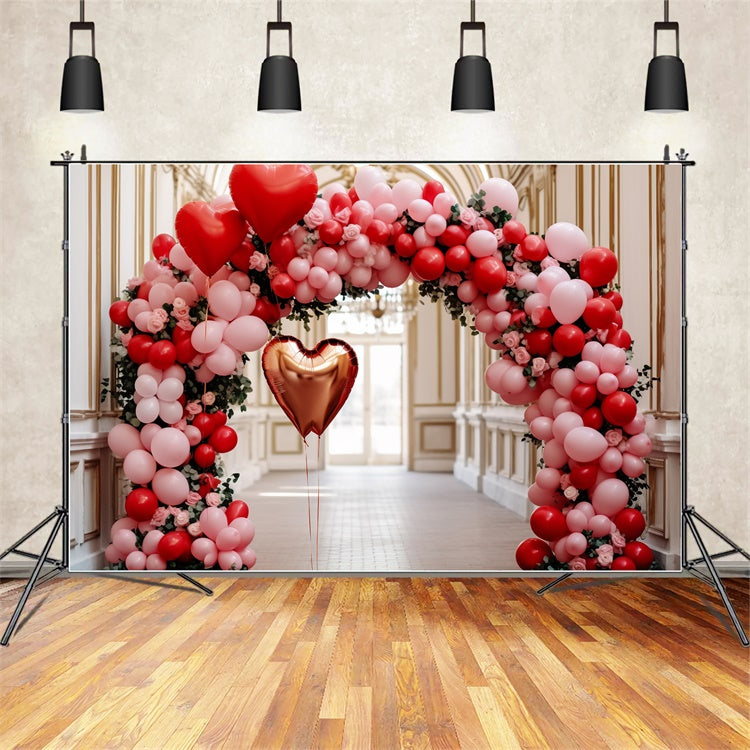 Toile de Fond Saint-Valentin Arche Ballons en Forme de Cœurs BRP11-311