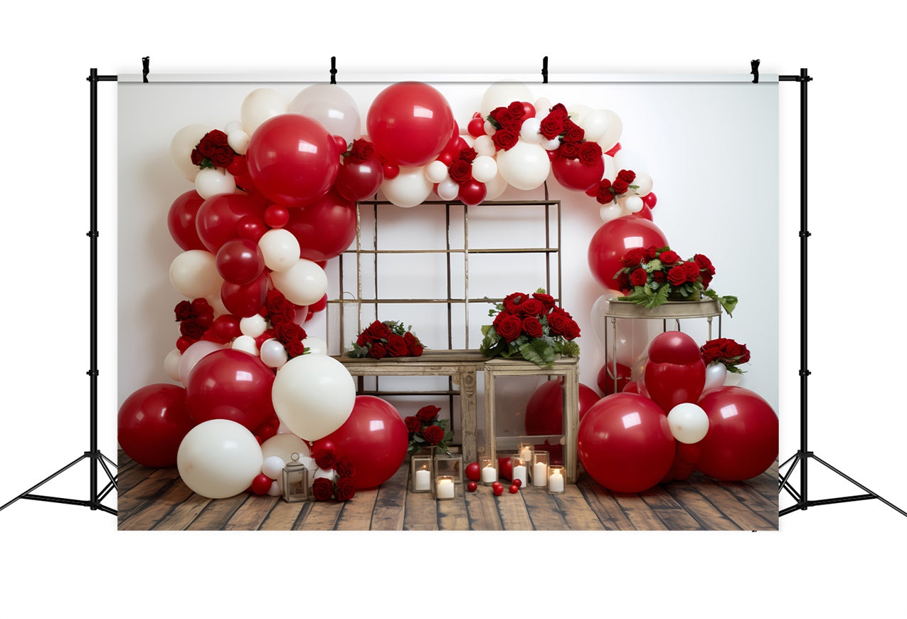 Toile de Fond Saint-Valentin Arche Ballons Fleurs BRP11-316