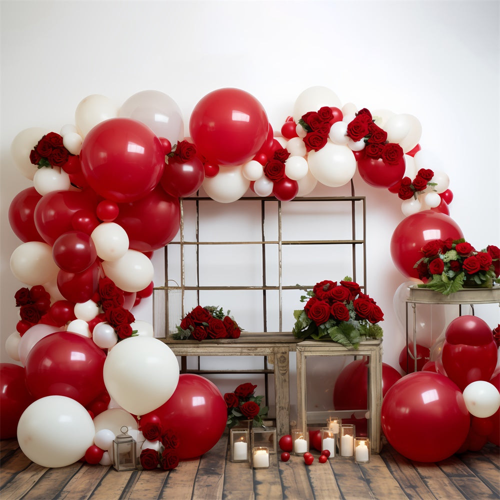 Toile de Fond Saint-Valentin Arche Ballons Fleurs BRP11-316