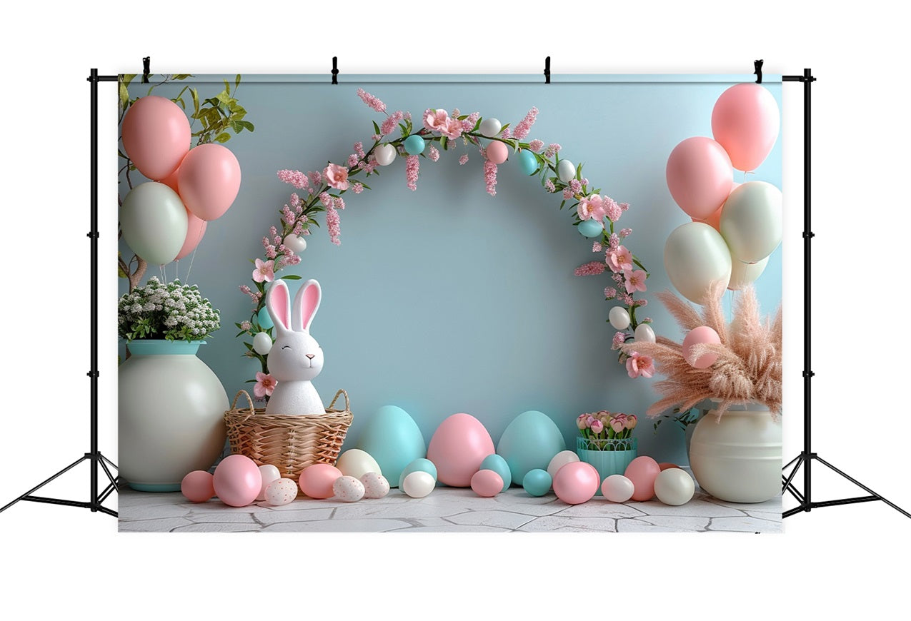 Toile de Fond Pâques Lapin Ballons Œufs Guirlande BRP11-352