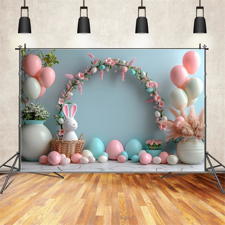 Toile de Fond Pâques Lapin Ballons Œufs Guirlande BRP11-352