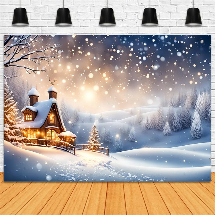 Toile de fond Hiver Chalet Neige Paysage BRP11-37