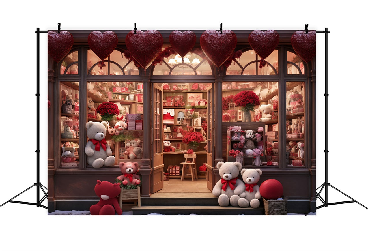 Toile de fond Saint-Valentin Photographie Ours en Peluche Cœur Boutique BRP11-378