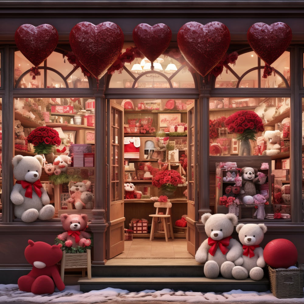 Toile de fond Saint-Valentin Photographie Ours en Peluche Cœur Boutique BRP11-378