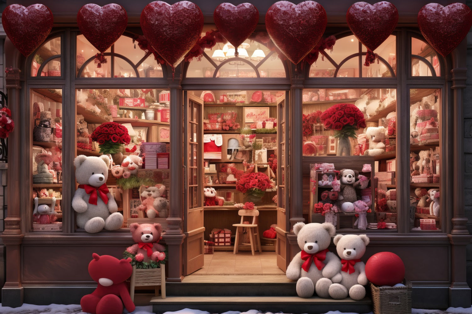 Toile de fond Saint-Valentin Photographie Ours en Peluche Cœur Boutique BRP11-378