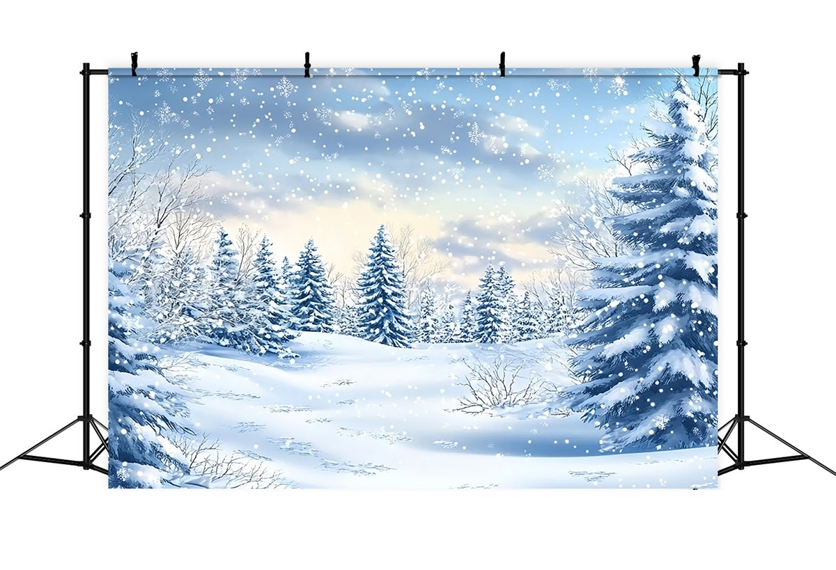 Toile de fond Hiver Forêt Neige Sérénité BRP11-38