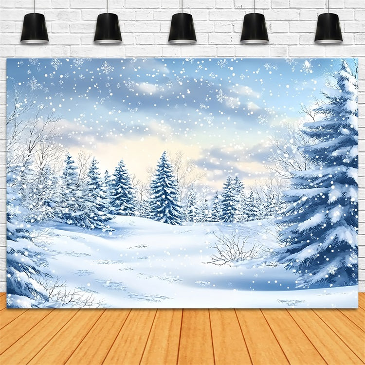 Toile de fond Hiver Forêt Neige Sérénité BRP11-38