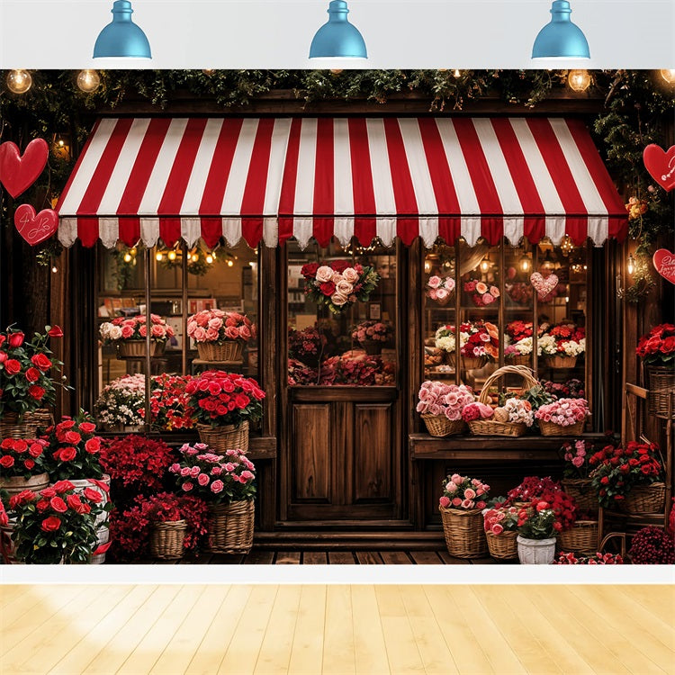 Toile de fond Saint-Valentin Romantique Vitrine Cœur Roses BRP11-383