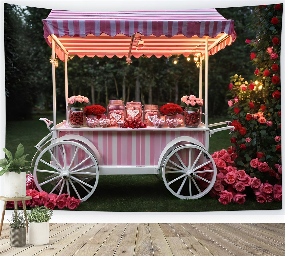 Toile de fond Saint-Valentin Chariot de Bonbons Roses Cœur BRP11-389