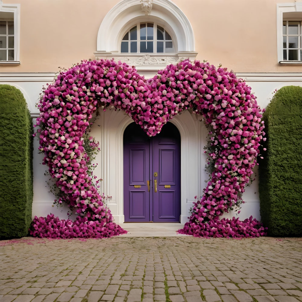 Toile de fond Saint-Valentin Porte Fleurs Cœur Violet BRP11-393