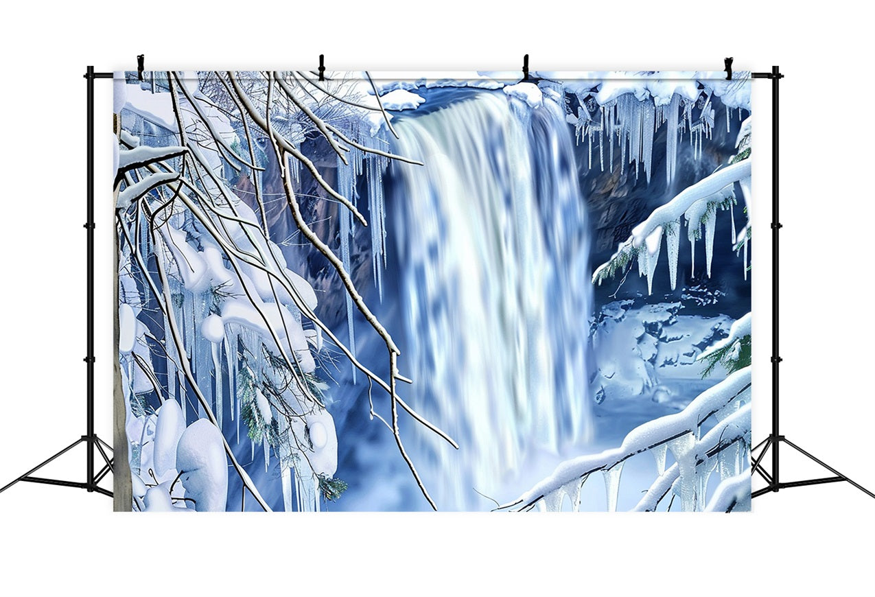 Toile de fond Hiver Cascade Glacée Neige BRP11-40