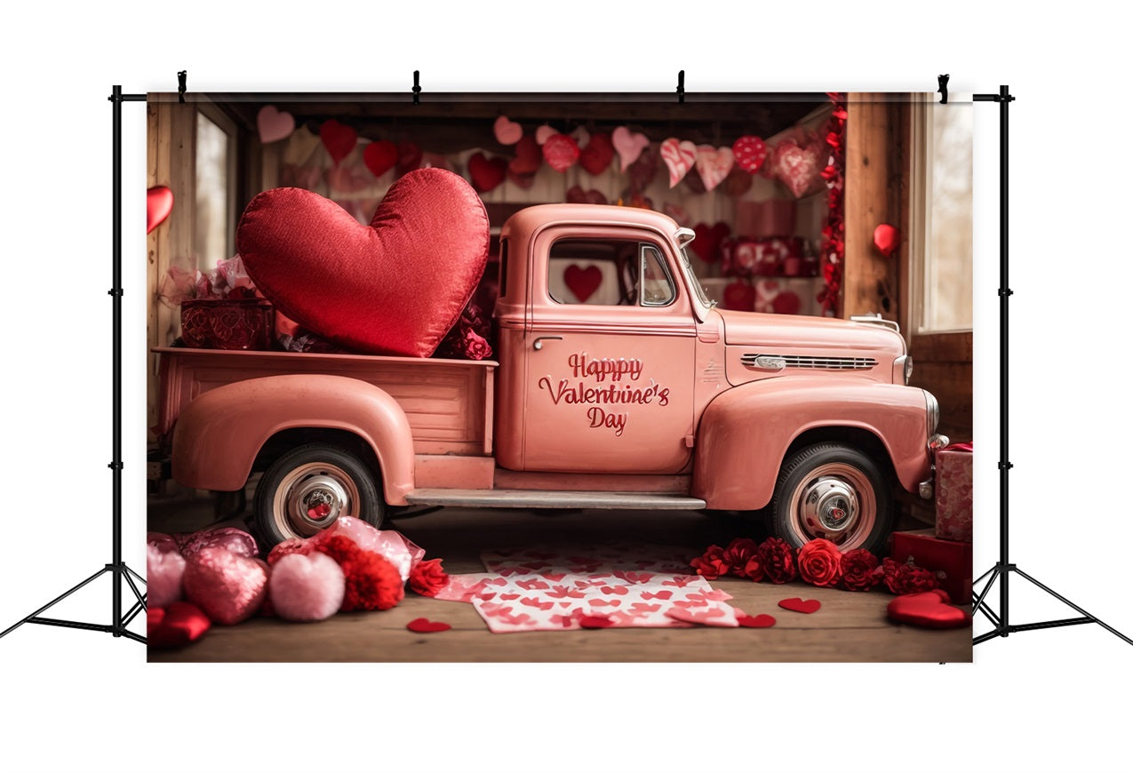 Toile de fond Saint-Valentin Camion Rose Romantique BRP11-408