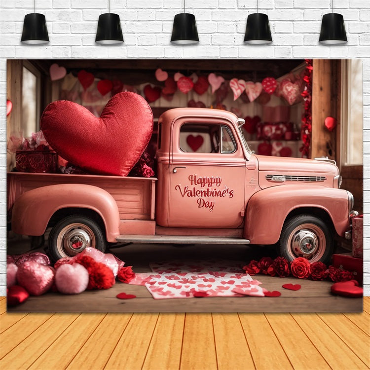 Toile de fond Saint-Valentin Camion Rose Romantique BRP11-408