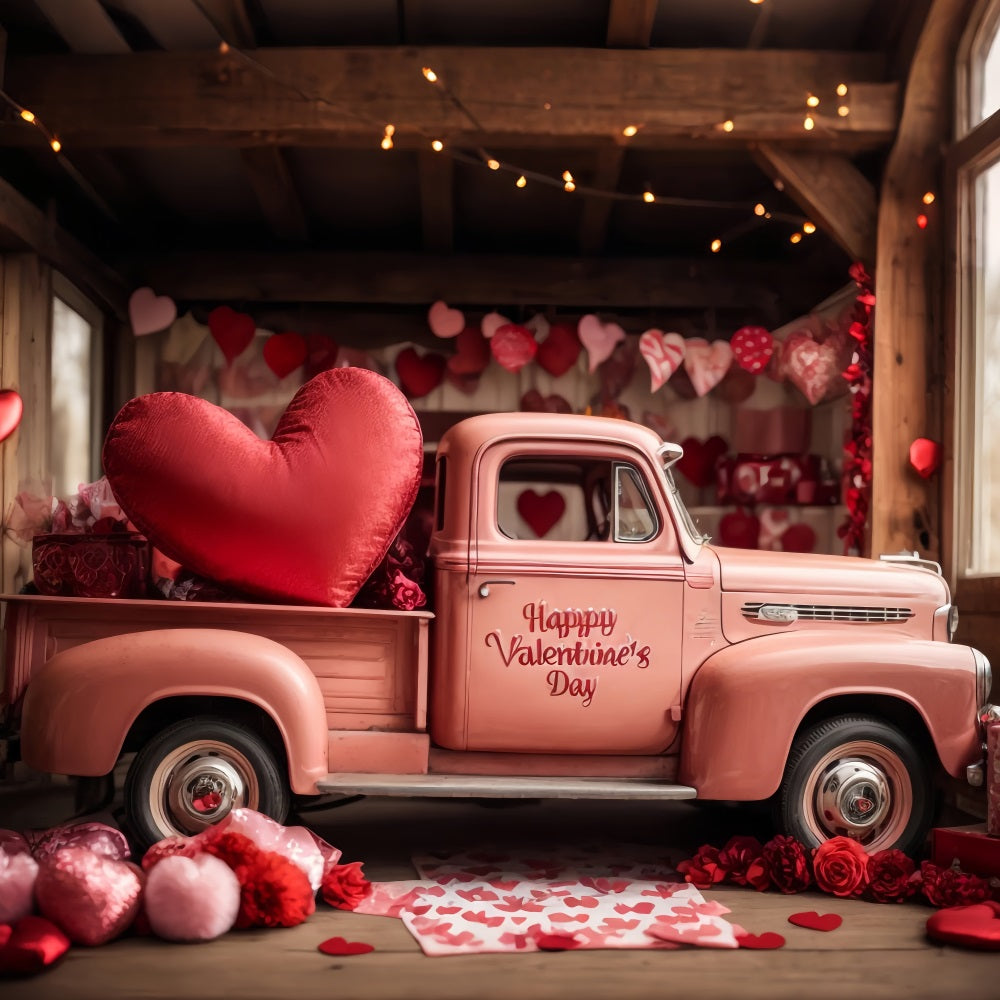 Toile de fond Saint-Valentin Camion Rose Romantique BRP11-408