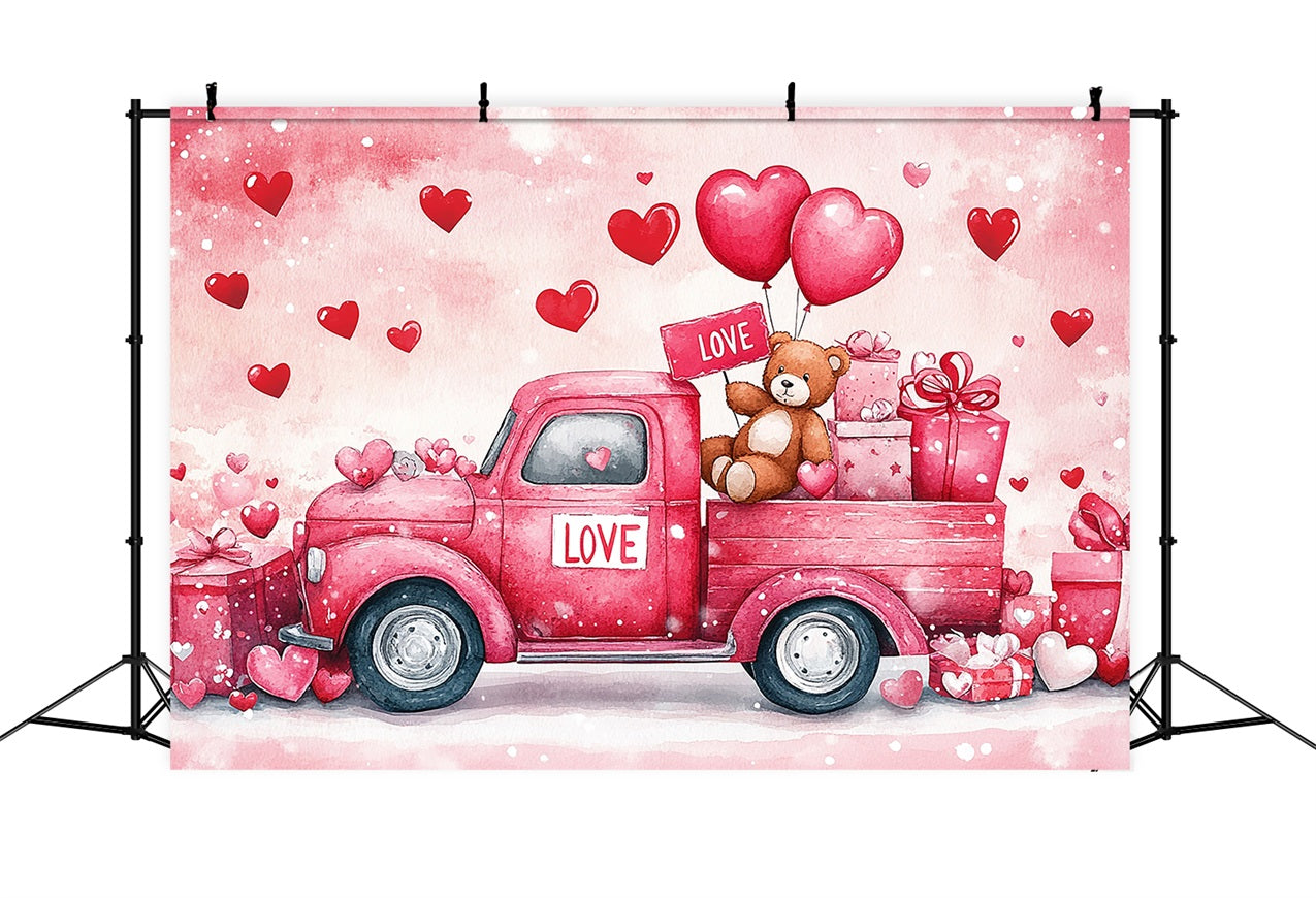 Toile de fond Saint-Valentin Camion Ours Cadeau BRP11-409