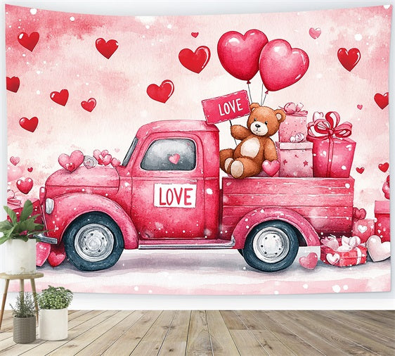 Toile de fond Saint-Valentin Camion Ours Cadeau BRP11-409