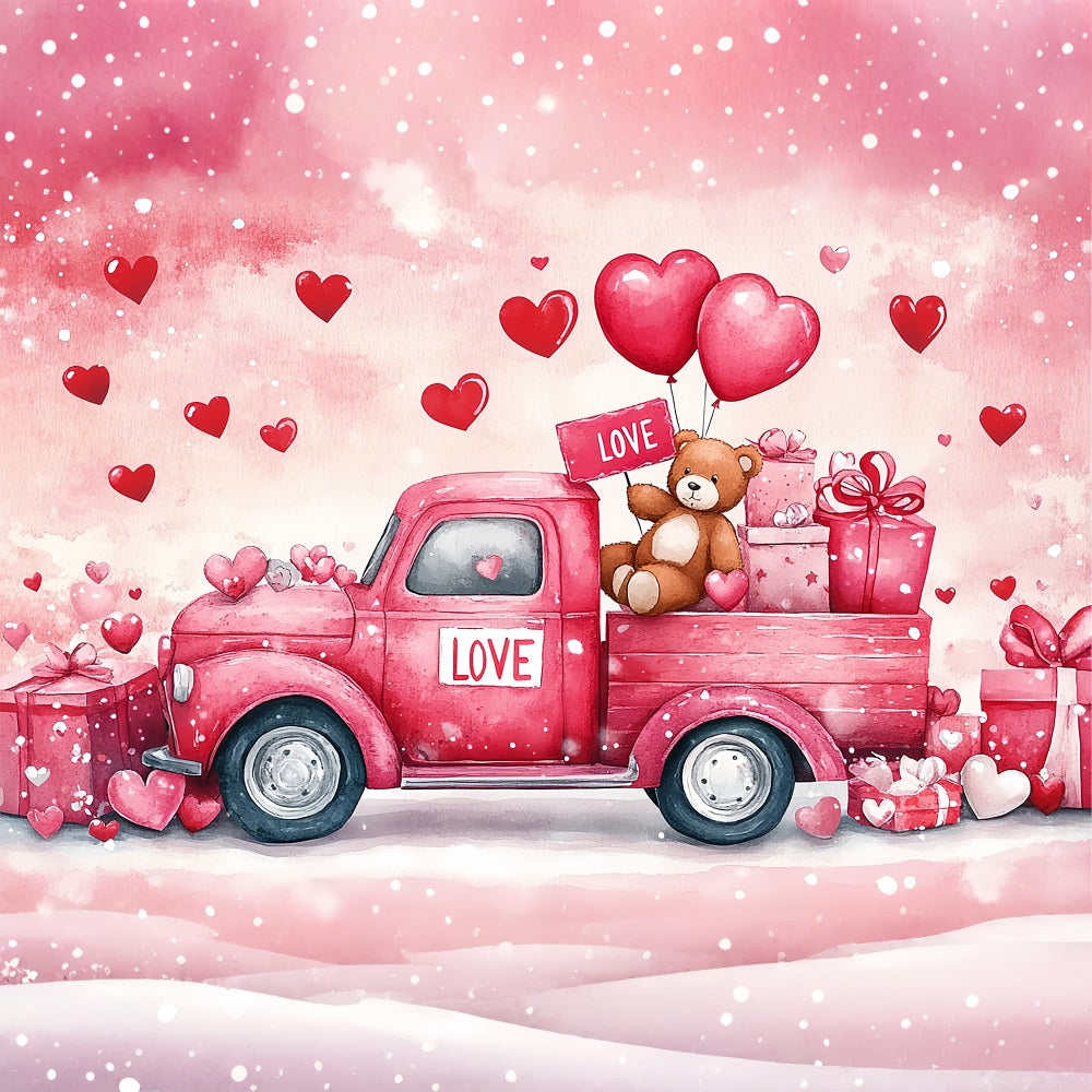 Toile de fond Saint-Valentin Camion Ours Cadeau BRP11-409