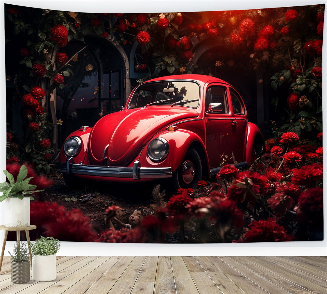 Toile de fond Saint-Valentin Voiture Crimée Fleurs BRP11-413