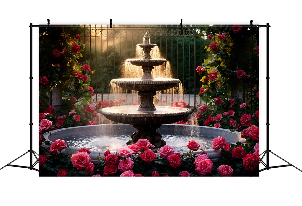 Toile de fond Saint-Valentin Fontaine Trois Niveaux Roses Roses BRP11-426