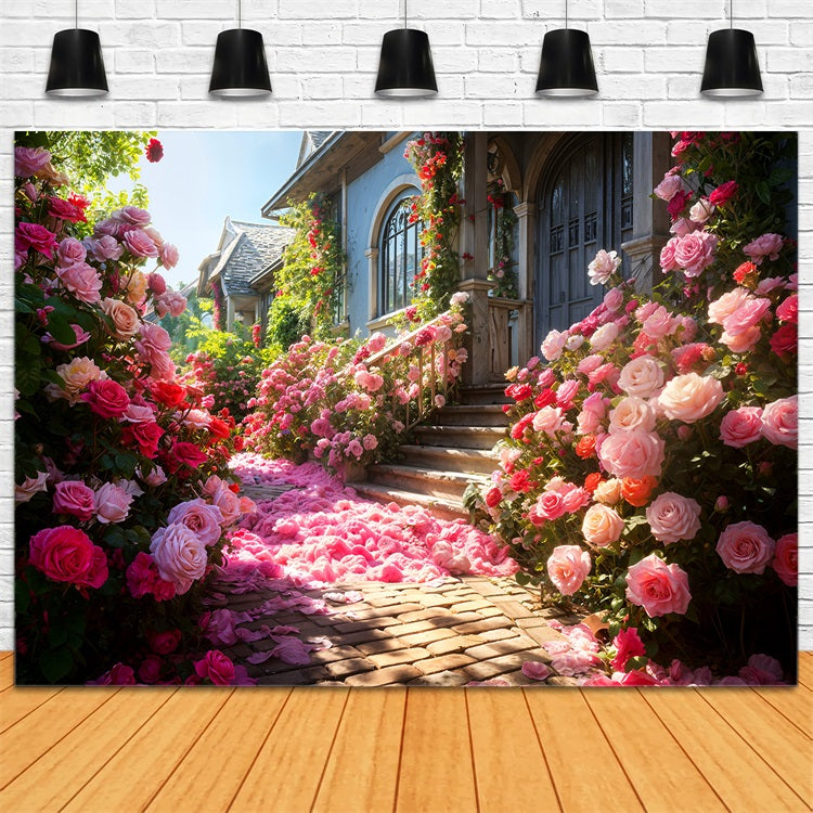 Toile de fond Saint-Valentin Photographie Entrée Maison Idéale Roses BRP11-427