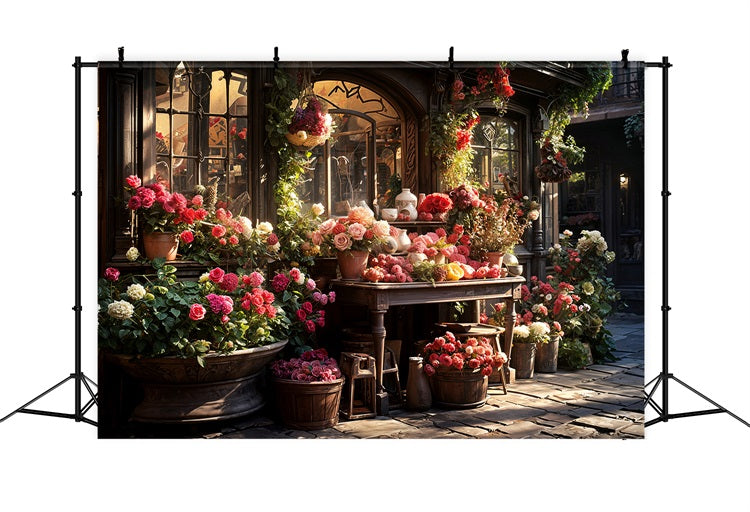 Toile de fond Saint-Valentin Photographie Boutique Fleuriste Fleurs Abondantes BRP11-428