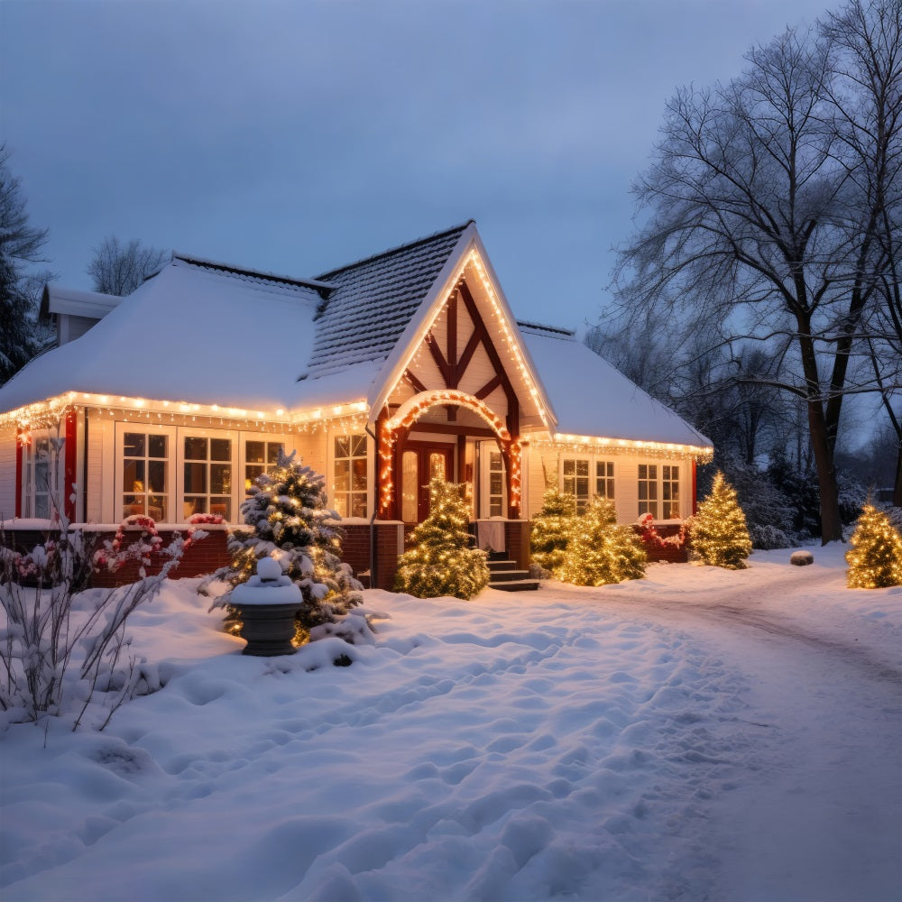 Toile de fond Hiver Chalet Enneigé Lumières BRP11-43