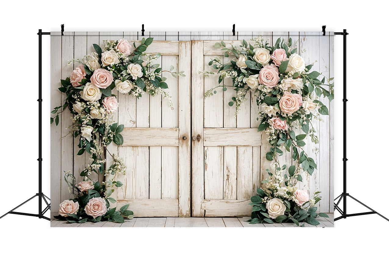 Toile de fond Saint-Valentin Porte Bois Fleurs BRP11-438