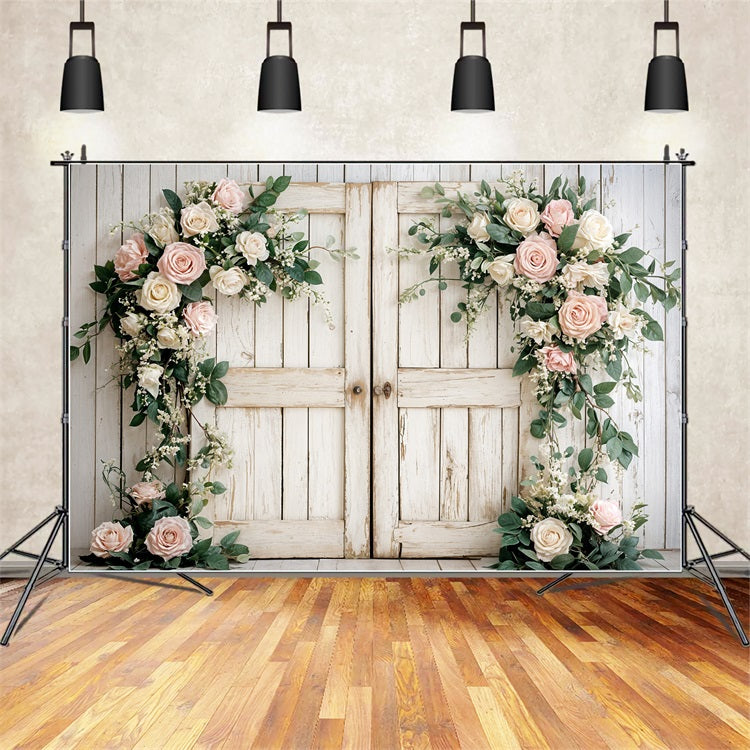 Toile de fond Saint-Valentin Porte Bois Fleurs BRP11-438