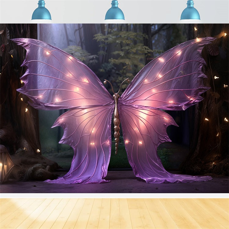 Toile de fond Saint-Valentin Papillon Violet Lumières Enchantées BRP11-443