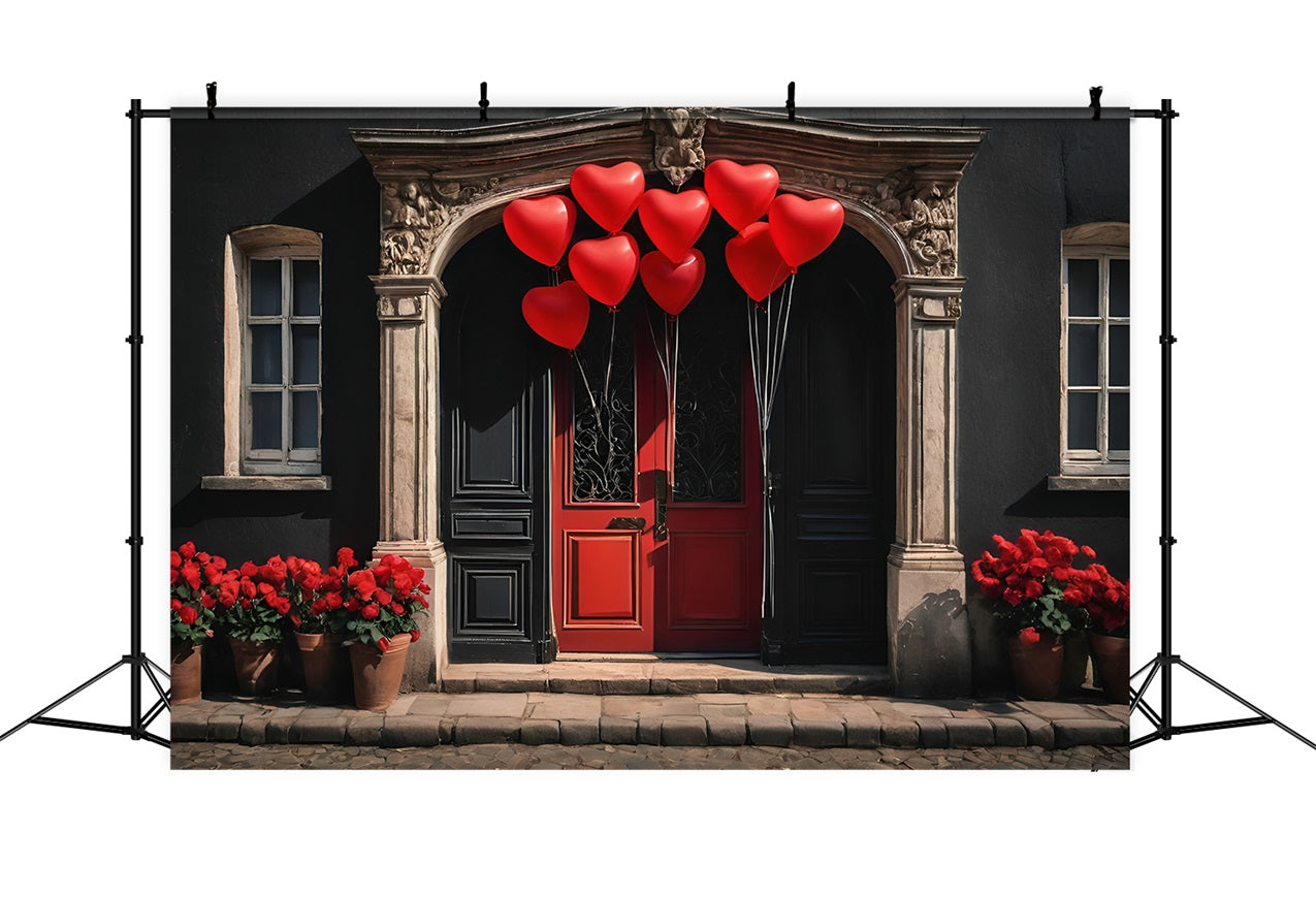 Toile de fond Saint-Valentin Porte Cœur Ballons Rouges BRP11-446