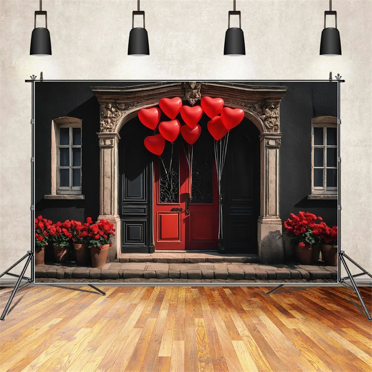 Toile de fond Saint-Valentin Porte Cœur Ballons Rouges BRP11-446