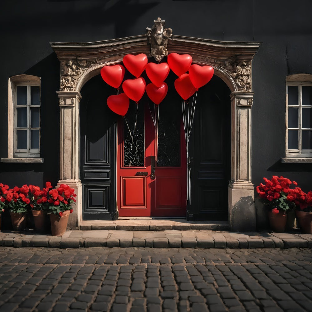 Toile de fond Saint-Valentin Porte Cœur Ballons Rouges BRP11-446