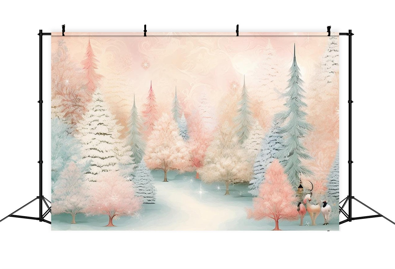 Toile de fond Hiver Forêt Rose Bleue Photographie BRP11-461