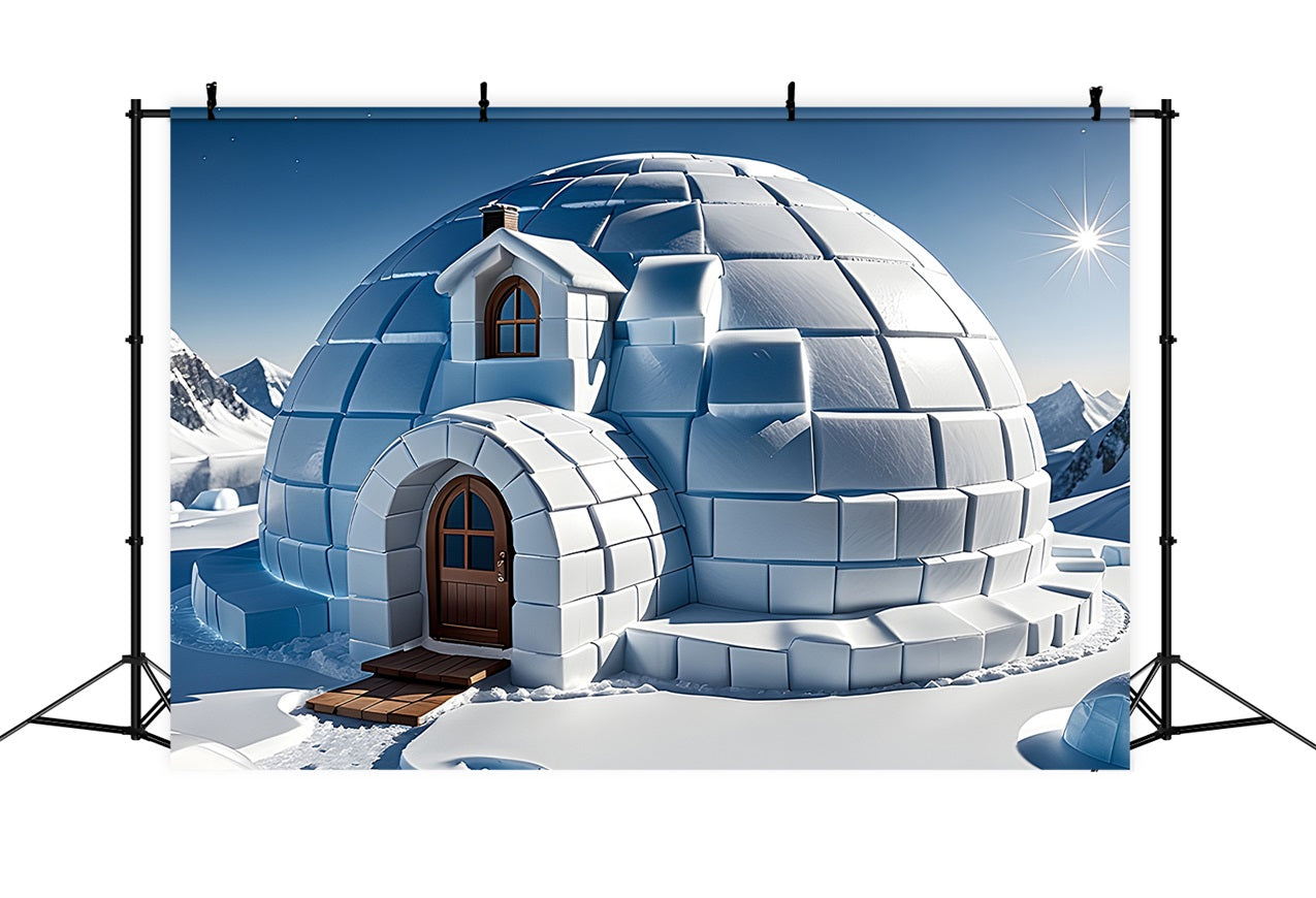 Toile de fond Hiver Igloo Ciel Bleu BRP11-47