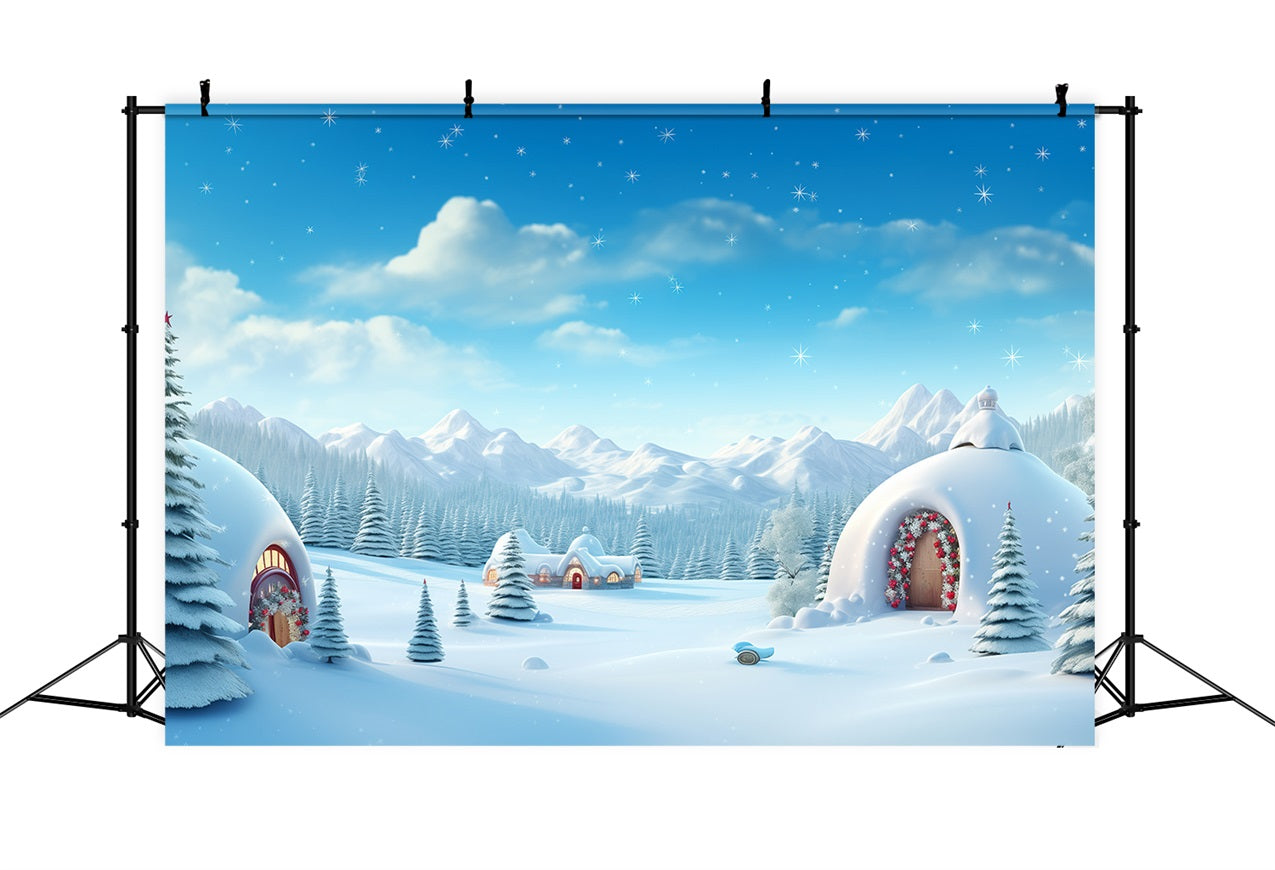 Toile de fond Hiver Igloos Pics Enneigés BRP11-48