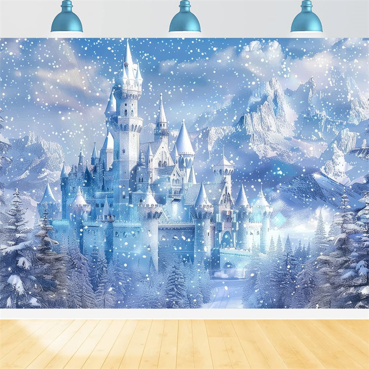 Toile de fond Hiver Château Enneigé Contes de Fées BRP11-49