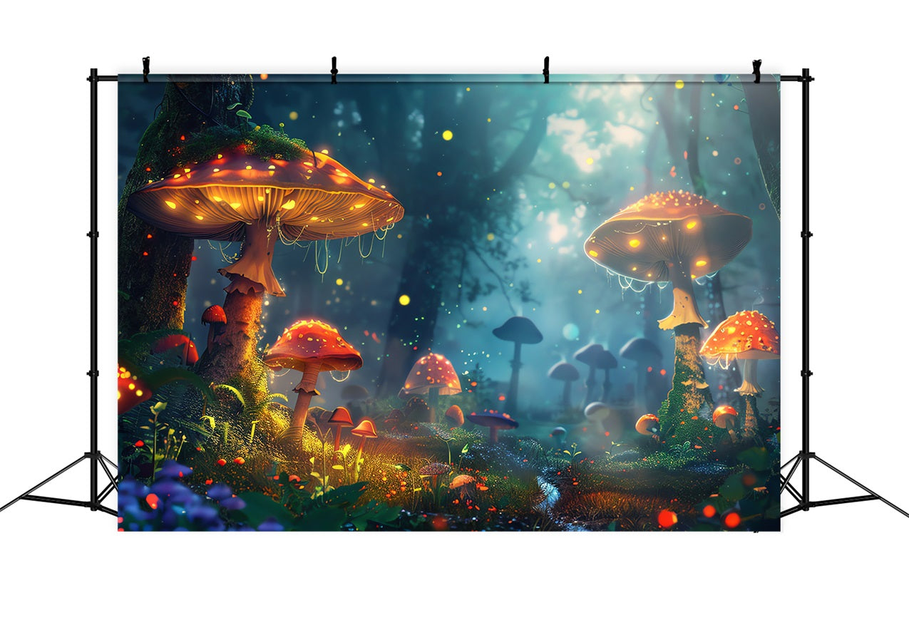 Toile de fond Printemps Champignons Lumineux Forêt BRP11-508