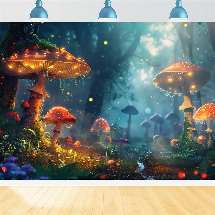 Toile de fond Printemps Champignons Lumineux Forêt BRP11-508