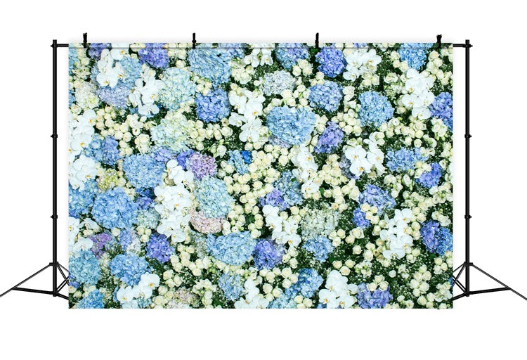 Toile de fond Printemps Photographie Mur Floral Bleu et Blanc BRP11-518