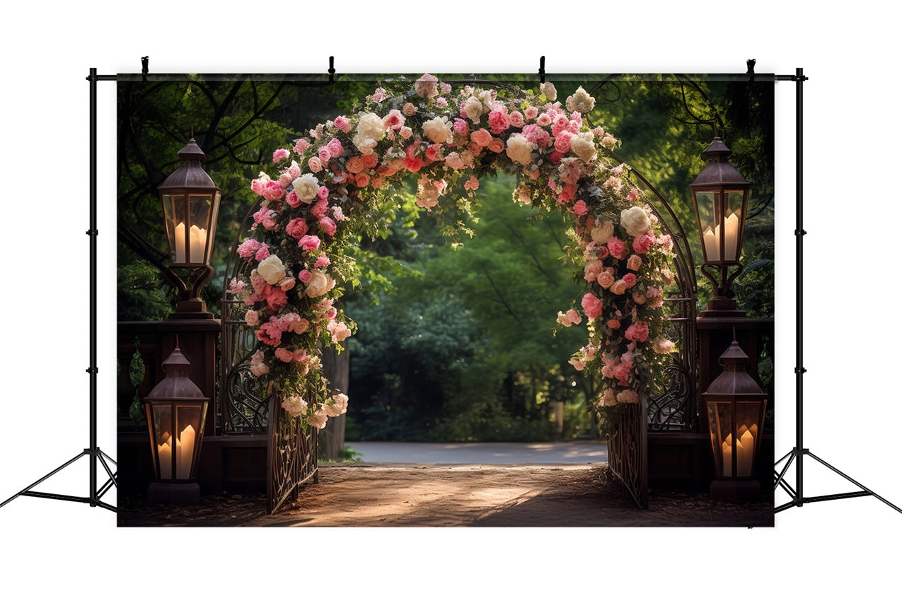 Toile de fond Printemps Photographie Arche Jardin de Roses BRP11-521