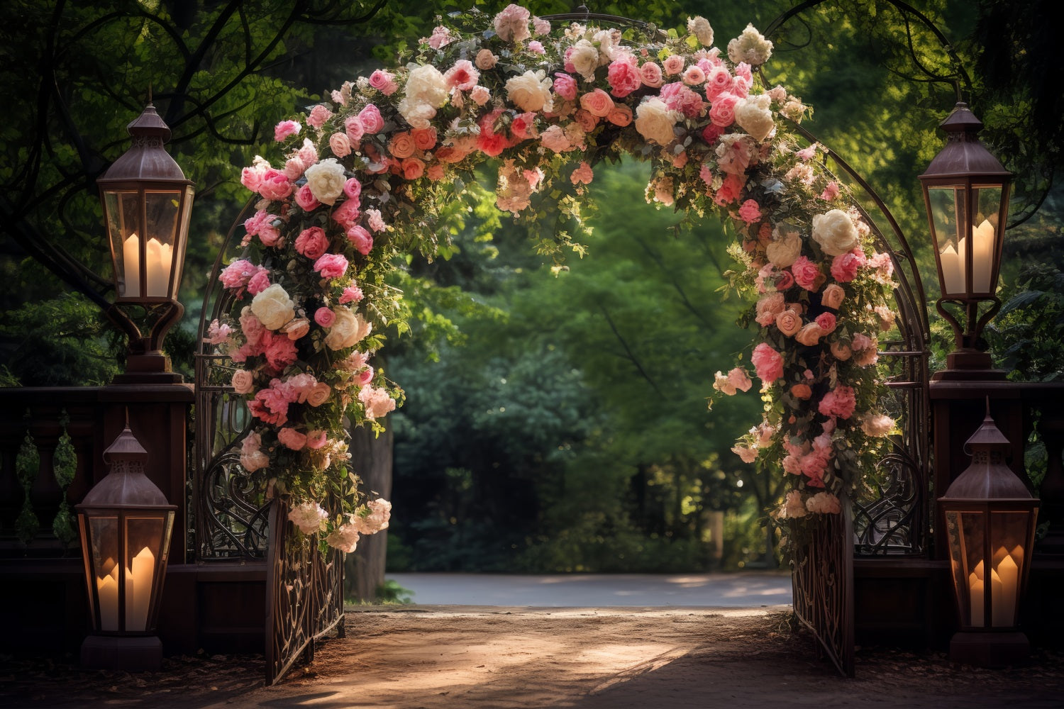 Toile de fond Printemps Photographie Arche Jardin de Roses BRP11-521