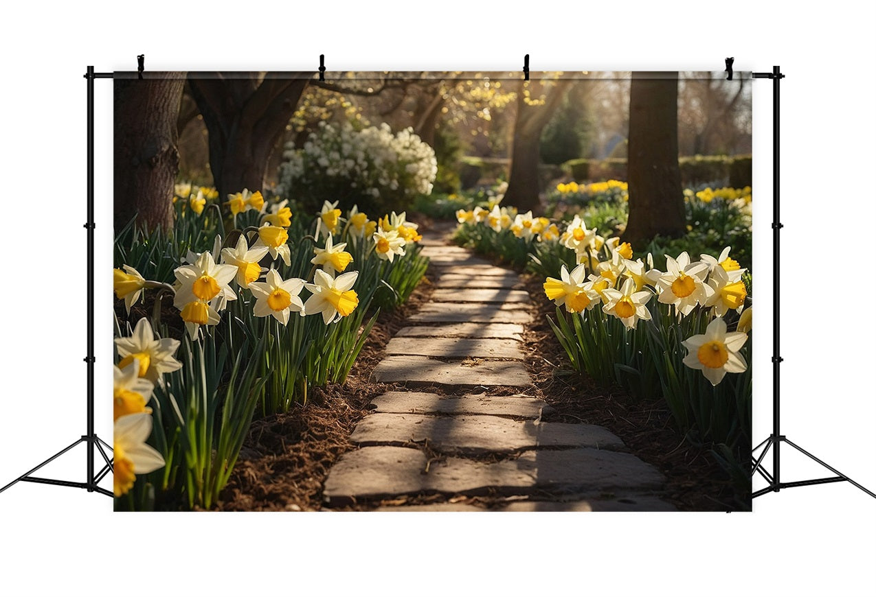 Toile de fond Printemps Photographie Promenade Jardin Jonquilles BRP11-524