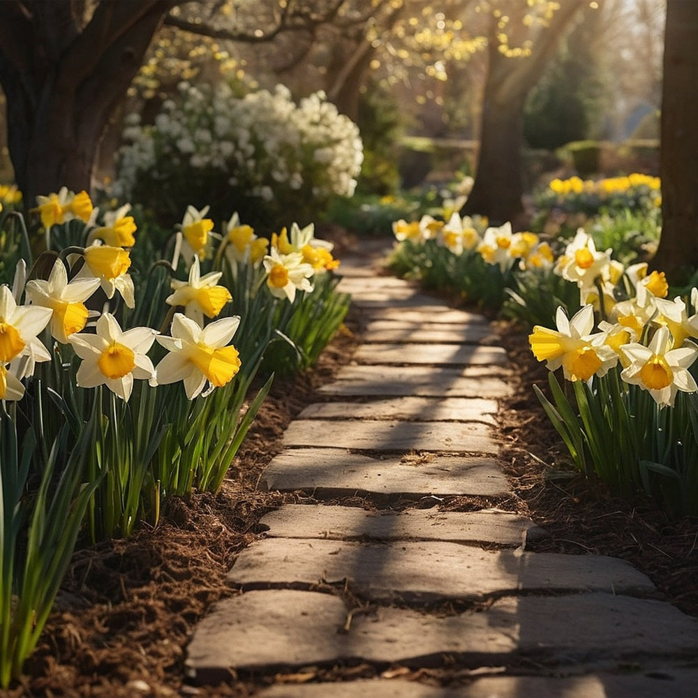 Toile de fond Printemps Photographie Promenade Jardin Jonquilles BRP11-524