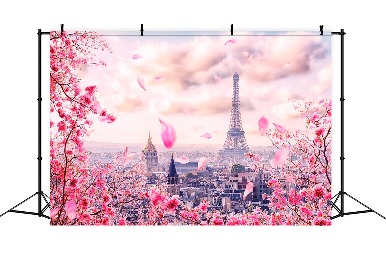 Toile de fond Printemps Thème Tour Eiffel Fleurs de Cerisier BRP11-536