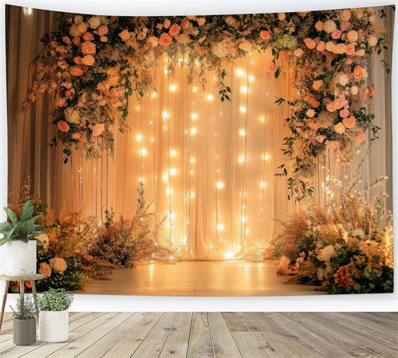 Toile de fond Printemps Lumières Féeriques Arche Florale Mariage BRP11-549