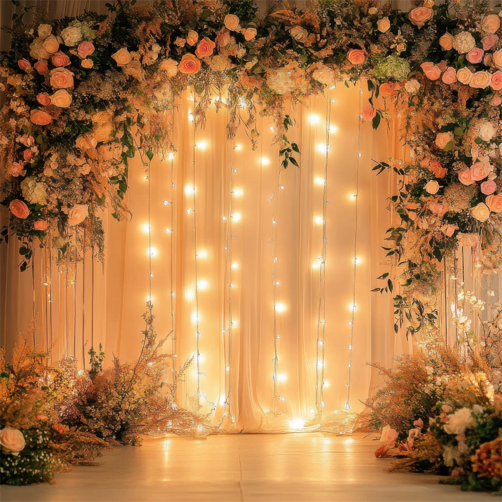 Toile de fond Printemps Lumières Féeriques Arche Florale Mariage BRP11-549