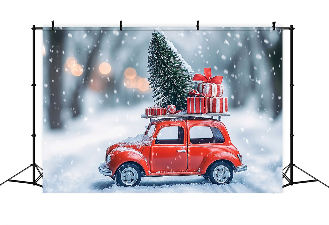 Toile de fond Hiver Voiture Rouge Cadeaux BRP11-56